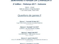 <strong>le 24 mars </strong> – Reprise du Séminaire “Penser la chanson”