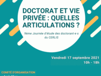 <strong> Le 17 septembre 2021 </strong> 9ème Journée d’étude des doctorant·e·s du CERLIS